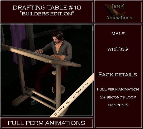 [RNP] Drafting table #10_Male_Writing_Full Perm Animation