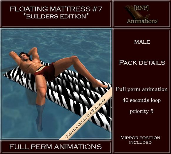 FULL PERM SWIMMING POOL ANIMATION [RNP] Floating Mattress #7 Full perm Animation