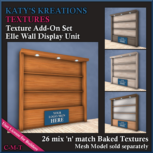 Full Perm TEXTURES Add-On Set for ELLE WALL DISPLAY UNIT
