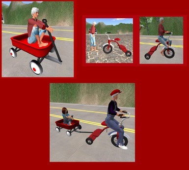 Second Life Marketplace - Wingsong Rezzer: Tricycle & Wagon Triad RIDE V3