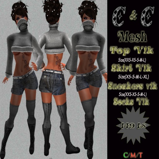 *clothes MESH woman Vik Top Short Socks Boot Grey*