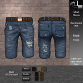 DE Designs - Men's Mesh Shorts - Jean - Distressed