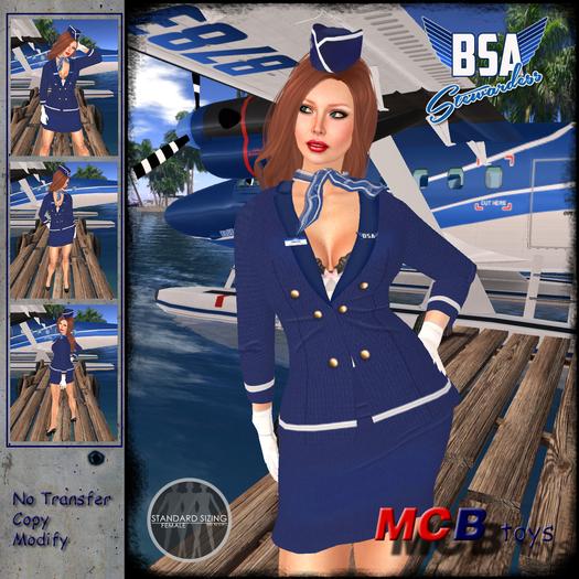 ::MCB:: BSA Stewardess - MESH Uniform civil aviation stewardess - Ready to attend passengers a Aircraft - Blue
