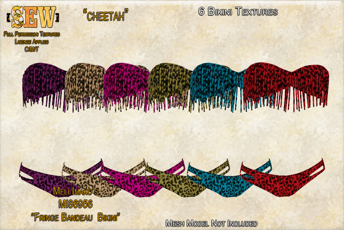 [SEW] Full Permission Textures for MI86956 Fringe Bandeau Bikini Cheetah