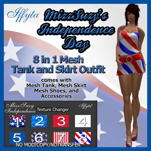 Iffyta Mesh Women's Maebella Skirt & Tank Outfit MizzSuzy Red, White & Blue ( 4th of July / Memorial Day )