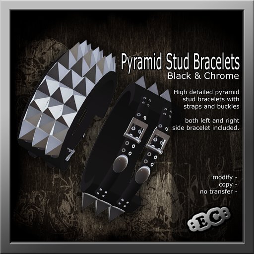 E&C Black Pyramid Stud Bracelets