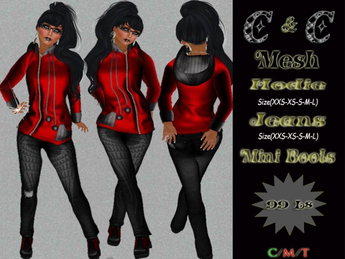 *clothes MESH woman Hoodie Jeans Mini Boots* DEMO