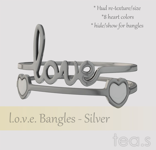 [tea.s] l.o.v.e. Bangles - Silver - (wear to unpack)
