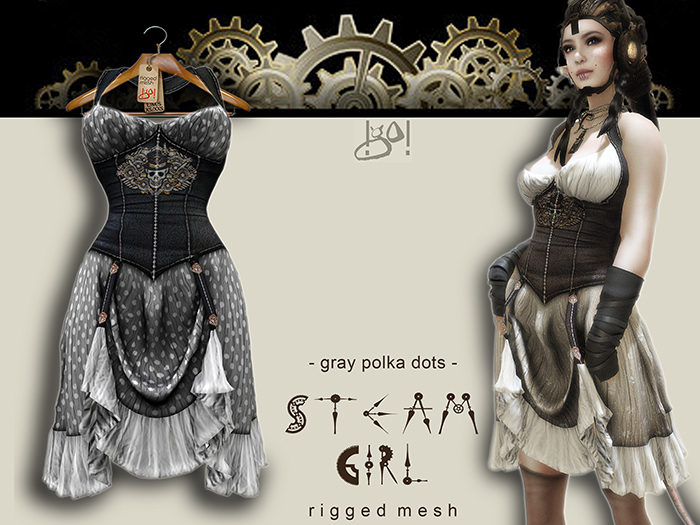 !gO! Steam Girl - gray polka dots