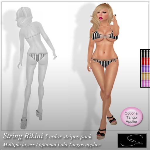 [Stellar] String Bikini in blue floral (Lola's Applier!)