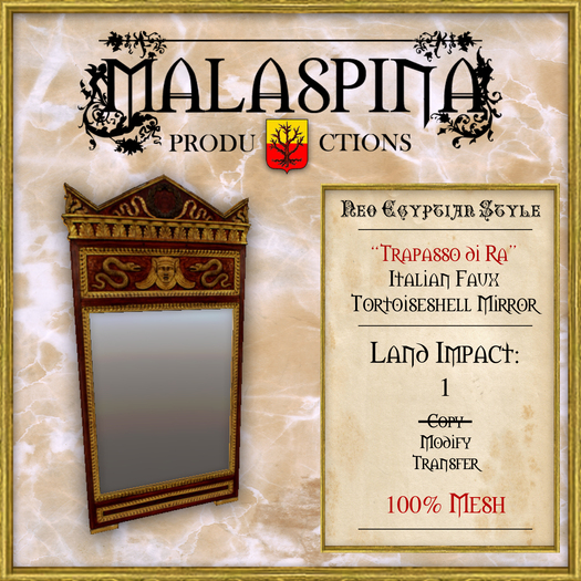 LM Malaspina "Trapasso di Ra" Italian Faux Tortoiseshell Mirror