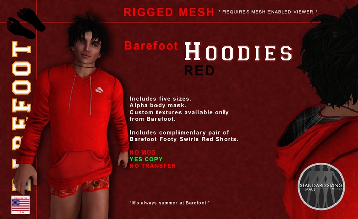 Barefoot Hoodies / Red   Rigged MESH