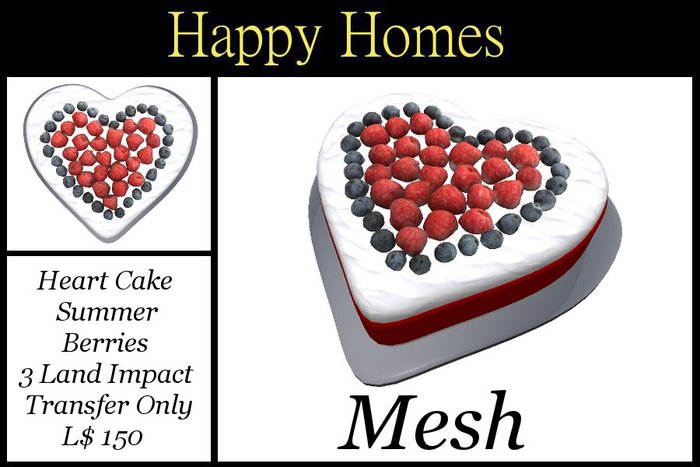 H.Homes ~ Summer Berries Heart Cake