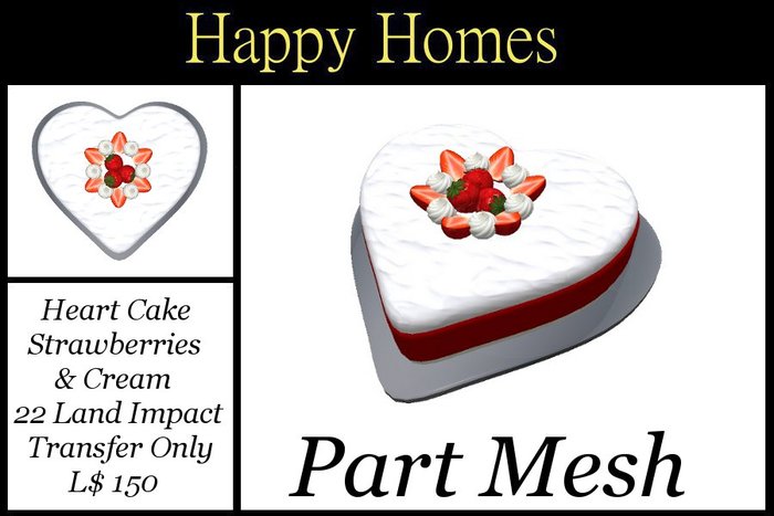 H.Homes ~ Strawberries & Cream Heart Cake