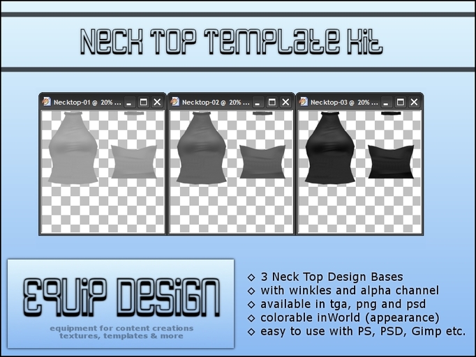 Neck Top Template Kit (tga, png, psd) over 50% OFF