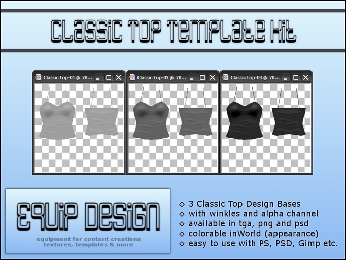 Classic Top Template Kit (tga, png, psd) over 50% OFF
