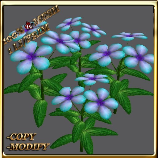 LW_ Periwinkle Flower Mesh - LightBlue Purple (1 LI / Prim)
