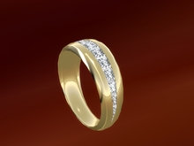 TM Channel of Love Forever Square-Cut Right-Hand Band Ring - Metal and Gem Color Change - Brightness Control and Resize
