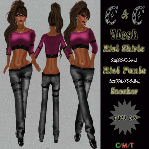 *clothes MESH woman Riot Shirts Pants Sneaker*