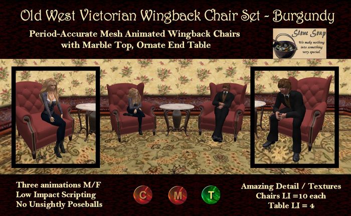 Old West Victorian Sofa - Gold & Burgundy