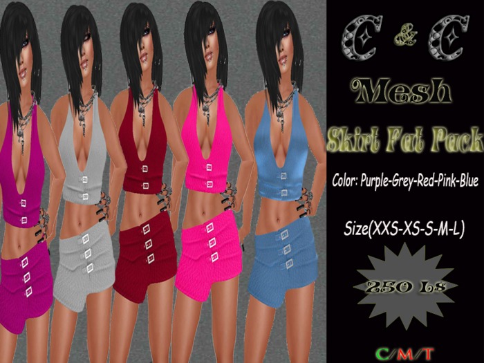 *clothes MESH woman Skirt Mesh Fat Pack (Blue-Grey-Pink-Purple-Red)*