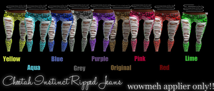 WowMeh -  purple cheetah instinct jeans  Applier