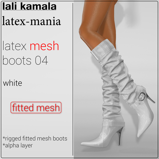 Lali's Mesh Latex High-Heel Boots 04 White