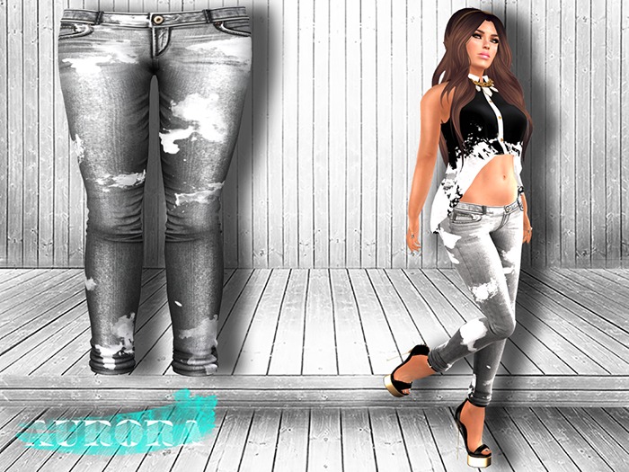 AURORA Mesh Skinny Jeans - Grey Denim Acid Wash