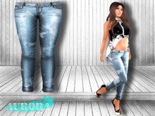 AURORA Mesh Skinny Jeans - Medium Blue Denim Acid Wash