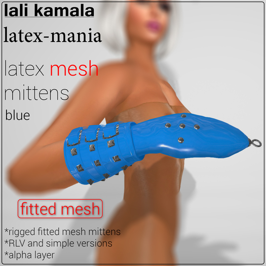 Lali's Mesh Latex Mittens Blue