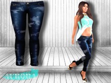 AURORA Mesh Skinny Jeans - Dark Blue Denim Acid Wash