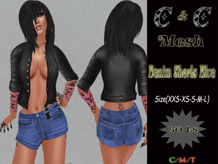 *clothes MESH woman Denim Shorts Mesh (Blue)* DEMO