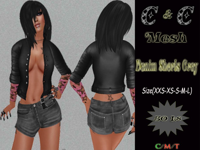 *clothes MESH woman Denim Shorts Mesh (grey)* DEMO