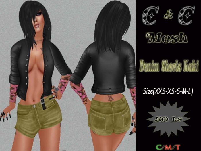 *clothes MESH woman Denim Shorts Mesh (kaki)*