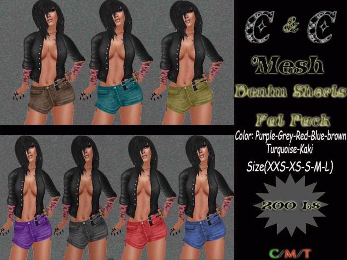 *clothes MESH woman Denim Shorts Mesh fat pack 7 COLOR*