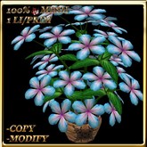 LW_ Potted Periwinkles Flowers Mesh - Light Blue