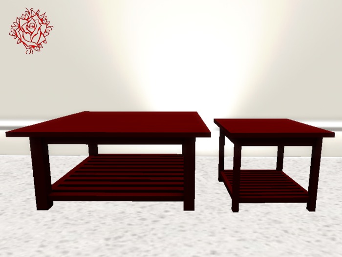 Mesh Red Wooden Coffee & Side Table