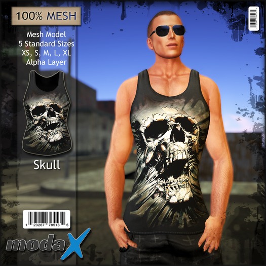 <modaX> Men's Relaxed Tank Top Skull