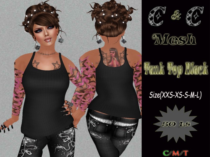 Second Life Marketplace *clothes MESH woman Tank Top Mesh (Black)*