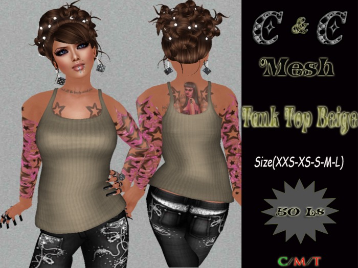 *clothes MESH woman Tank Top Mesh (Beige)* DEMO