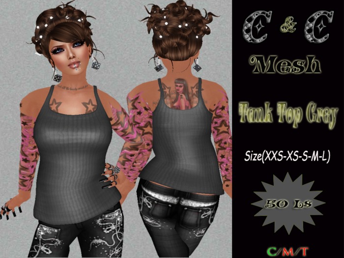 *clothes MESH woman Tank Top Mesh (Grey)* DEMO