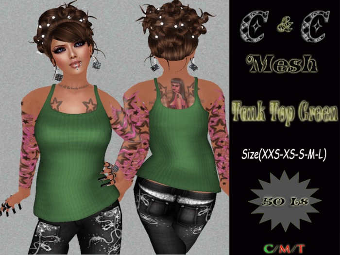 *clothes MESH woman Tank Top Mesh (Green)* DEMO