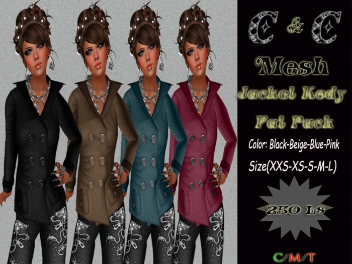 *clothes MESH woman Jackets Kody Mesh fat pack 4 COLOR*