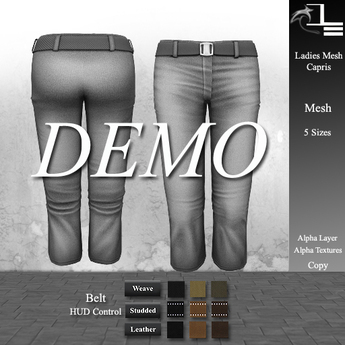 Capri Design Fsu Second Life Marketplace - DE Designs - Ladies Mesh Capris - DEMO