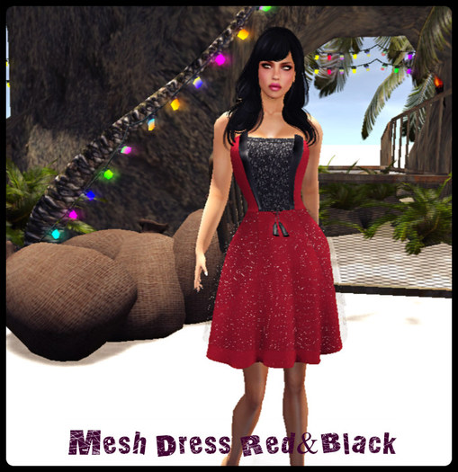 *Mesh Dress Red&Black*