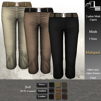 Capri Design Fsu Second Life Marketplace - DE Designs - Ladies Mesh Capris - Multipack