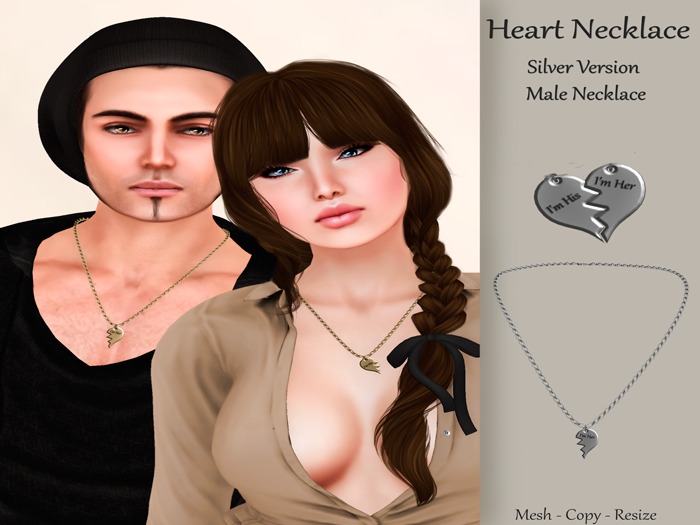 HEART NECKLACE - MALE - I'M HER SILVER