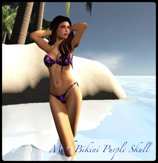 *Mesh Bikini Purple Skull*
