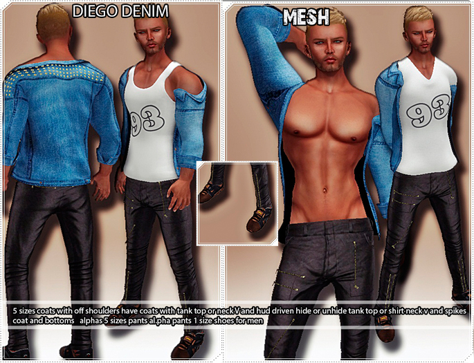 *DAFNIS DIEGO denim OUTFIT FOR MEN MESH 