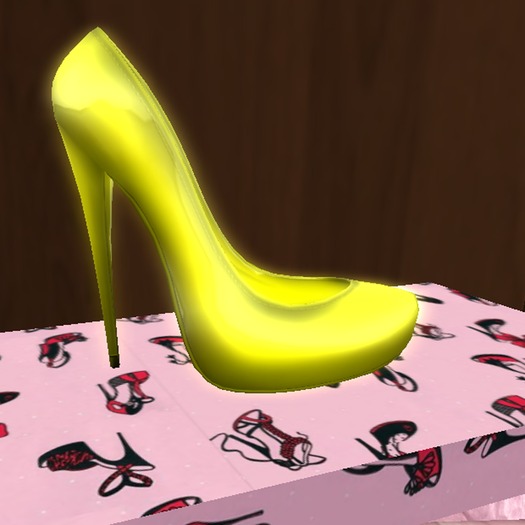 Yellow Florescent Patent Heels